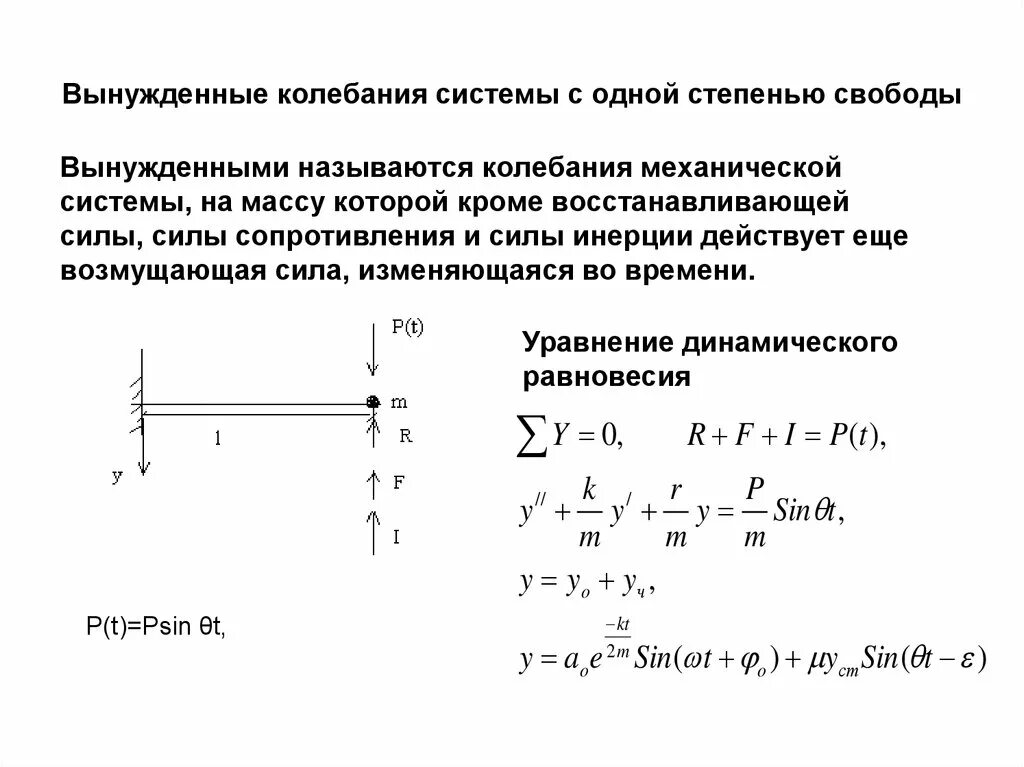 Степенью свободы является. Вынужденные колебания системы с одной степенью свободы. Вынужденные колебания консервативной системы с 1 степенью свободы. Вынужденные колебания упругой системы с одной степенью свободы. Уравнение собственных колебаний систем с одной степенью свободы.