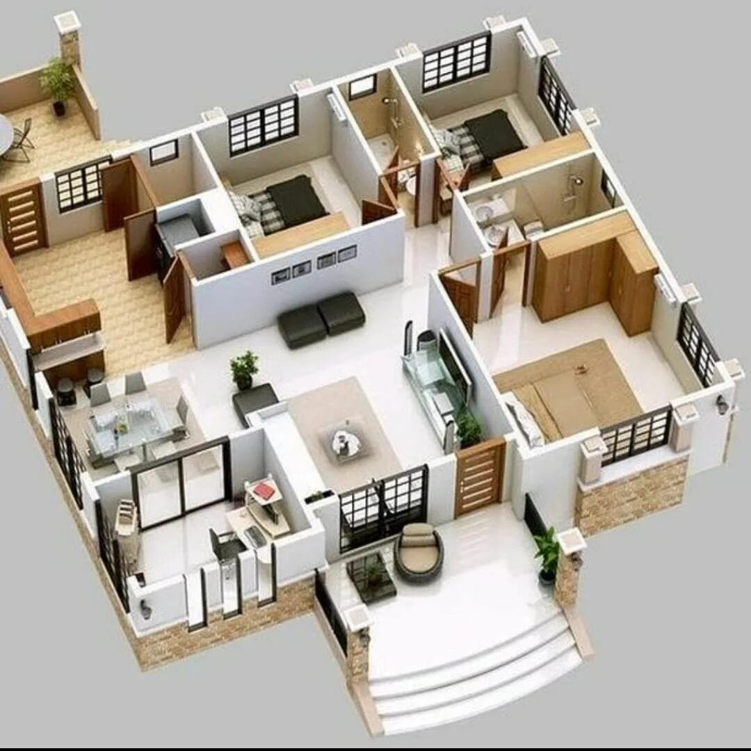 Планировка дома макет Amazing 3D Floor Plan Design Ideas Engineering Discoveries Small house plans,