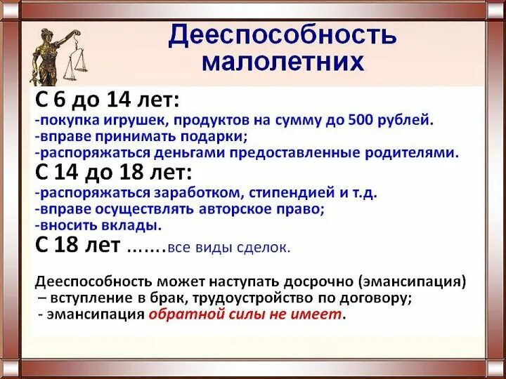 Полная дееспособность наступает с 18. Дееспособность несовершеннолетних. Дееспособность несовершеннолетних в возрасте от 14 до 18.