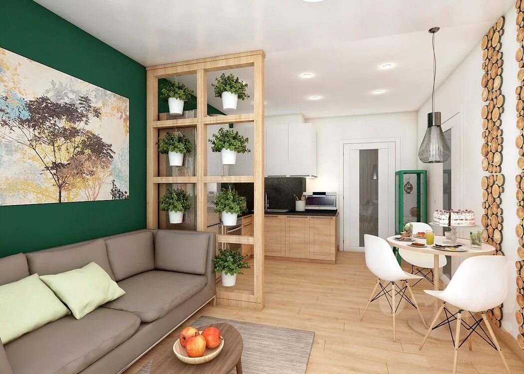 Однокомнатная дом дизайн. Экостиль кухня гостиная. Интерьер зелёный экостиль. Кухня-гостиная экостиль в интерьере. Экостиль гостиная интерьер.
