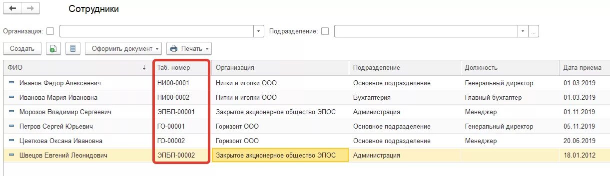 Что такое табельный номер в мегафоне. Список сотрудников в 1с с табельными номерами. Табельный номер сотрудника в 1с. Код сотрудника в 1с. Что такое табельный номер работника.