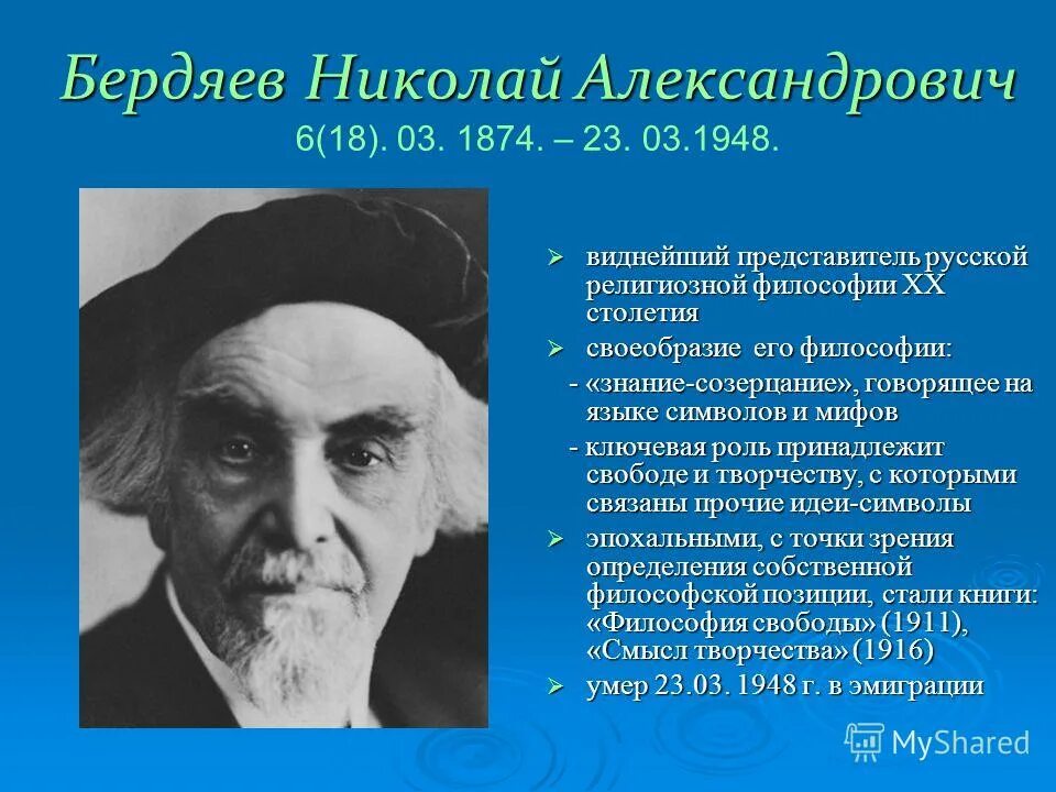 Идеи н бердяева. Н.А. Бердяев (1874 – 1948). Бердяев н.н..