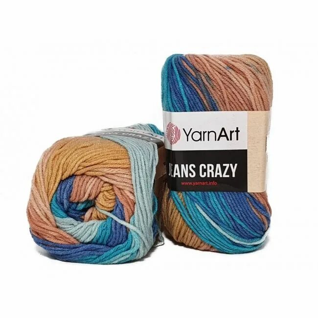 Пряжа YarnArt Jeans Crazy 7206 Цвет Зелено-розовый купить с доставкой по выг