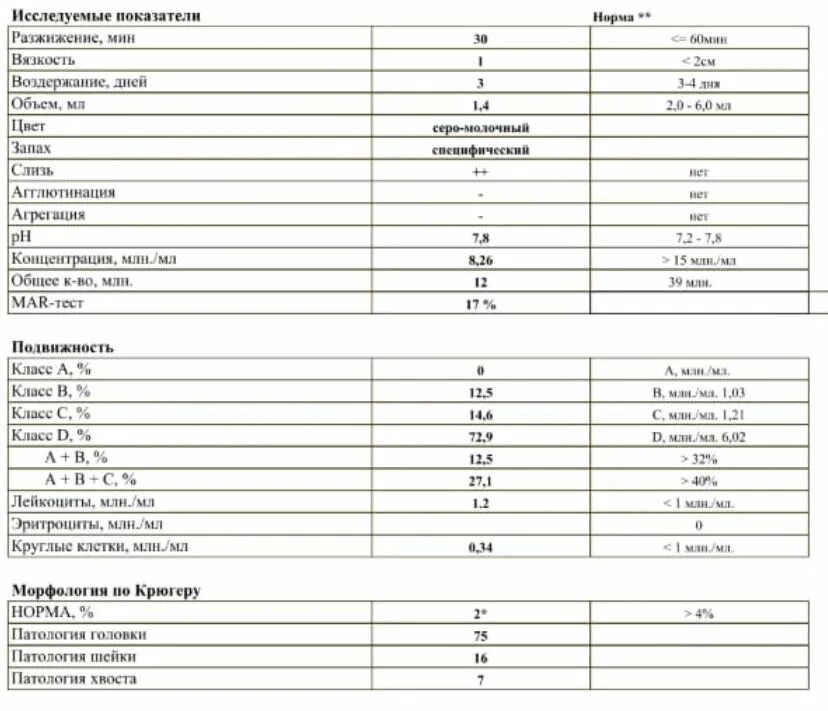 Норма теста у мужчин. Mar-тест спермограмма расшифровка.