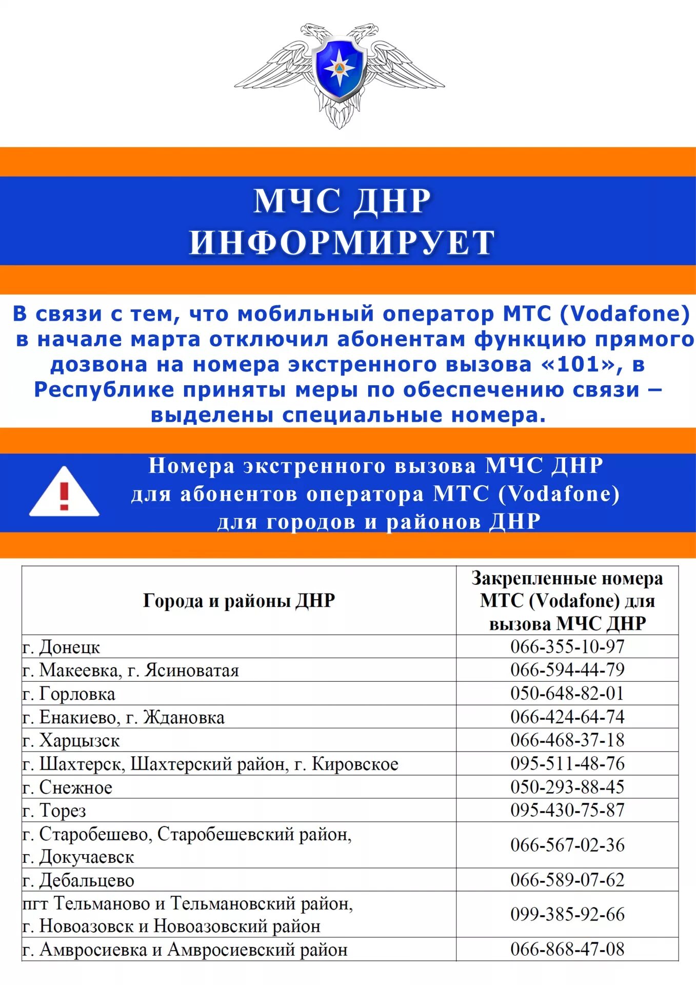 МЧС ДНР. Номер МЧС ДНР. МЧС ДНР информирует. Номера телефонов экстренных служб ДНР.