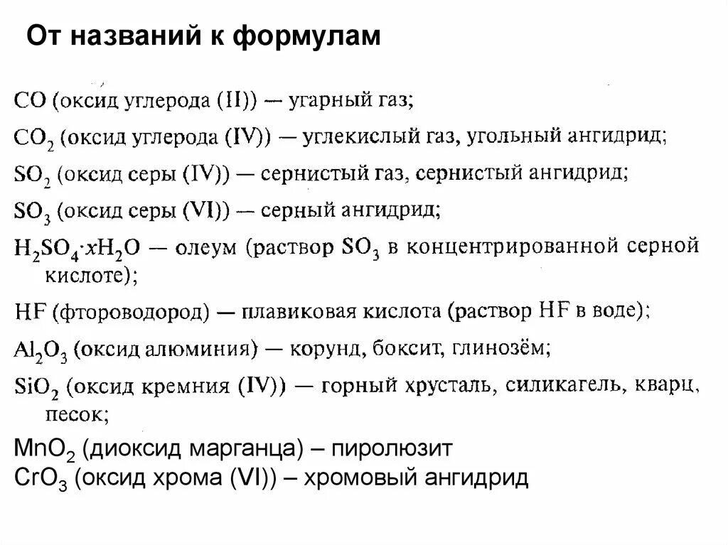 Составьте формулы оксидов оксид хрома vi