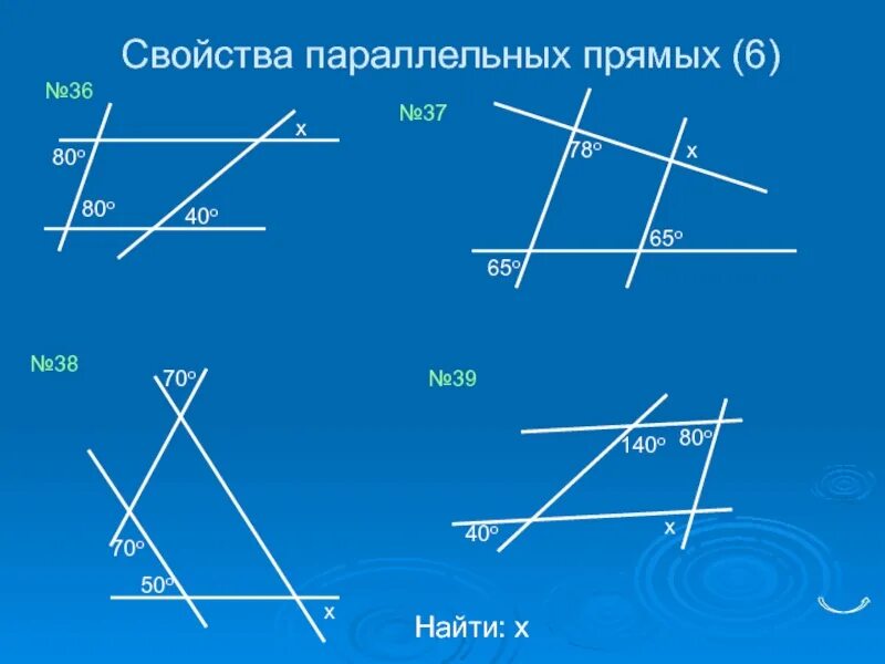 А параллельна в найти x. Признаки параллельности прямых карточки. Задачи на углы геометрия параллельные прямые. Свойства параллельности прямых 7 класс геометрия. Задачи на параллельные прямые и секущая 7.