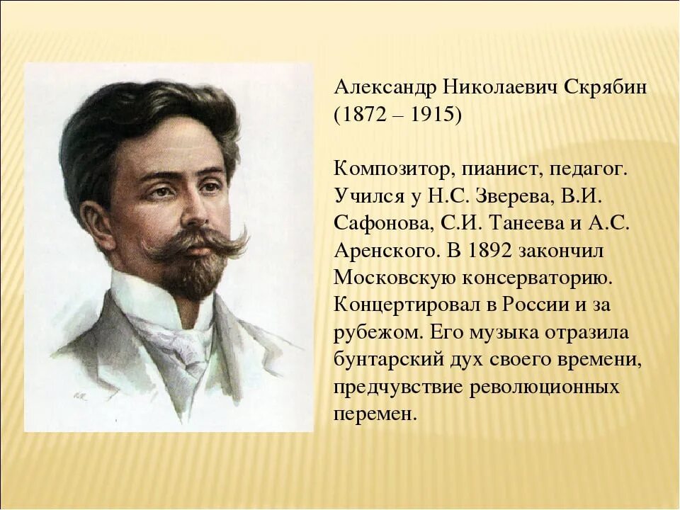 Скрябин даты. Скрябин даты