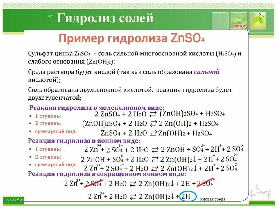 Напишите уравнение реакции гидролиза солей. Znso4 гидролиз. гидролиз солей znso4. гидролиз znso4 по ступеням. ступенчатый гидролиз.