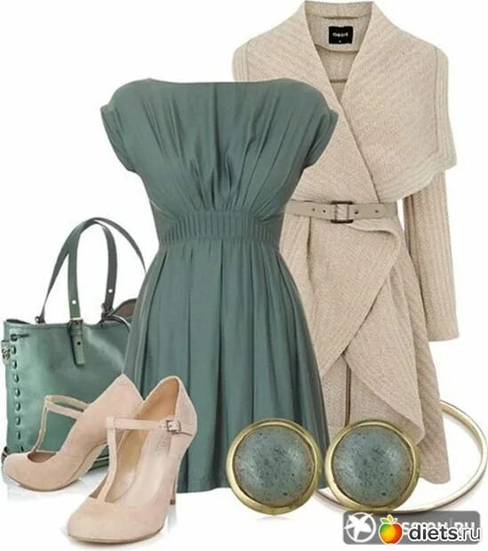 Серо зеленый цвет сочетание в одежде Seafoam Grey Green Fashion Look