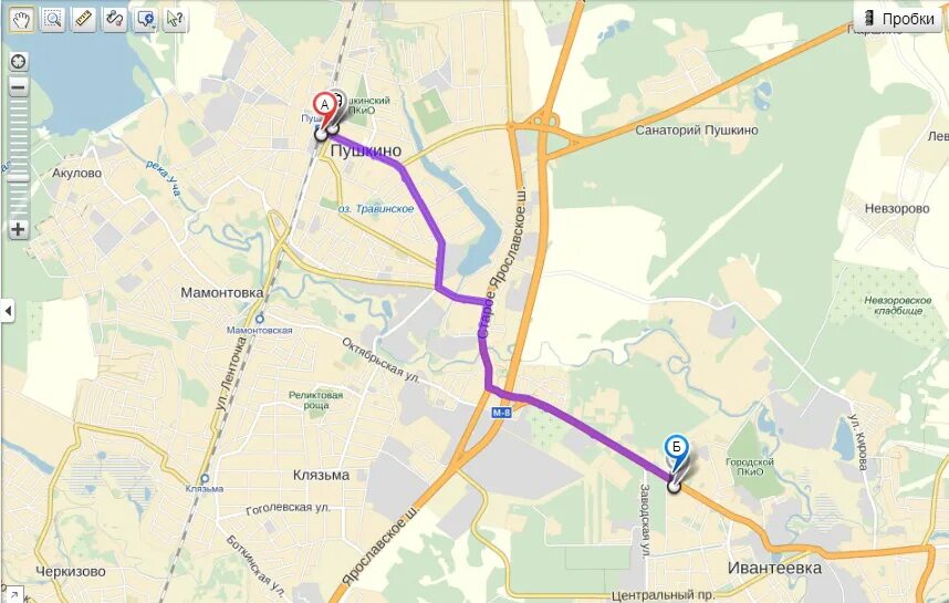 маршрут автобуса 1 ивантеевка