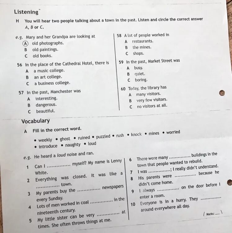 Fill in the correct Word Weekly Ghost ruined. Vocabulary fill in the correct Word 6 класс ответы Weekly Ghost. Fill in the correct Word Weekly Ghost ruined ответы. Vocabulary Test 6 класс ответы по английскому he heard a Loud Noise and Run. You will hear 6