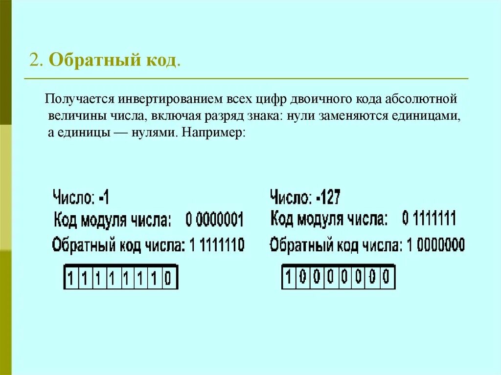 Число представленное в обратном коде. Обратный код. обратный код числа. обратный код двоичного числа. представление числа в обратном коде.