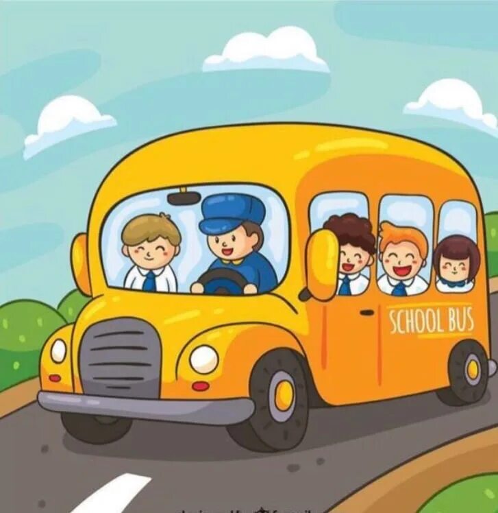 Еду еду по дороге еду далеко. Автобус мультяшный. Веселый автобус. Школьный автобус мультяшный. Автобус для детей мультяшная.