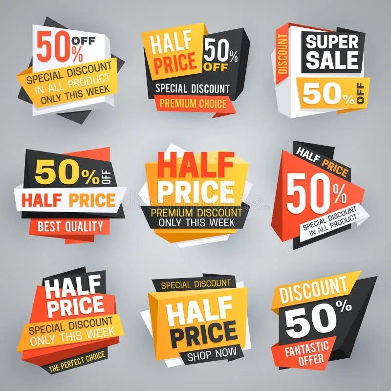 Discount price. Half price. sale price. half price discounts. price tag half price.
