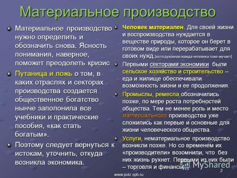 Роль материального производства. Материальное производство. Общественное производство. Структура материального производства в философии. Процесс создания материальных благ.