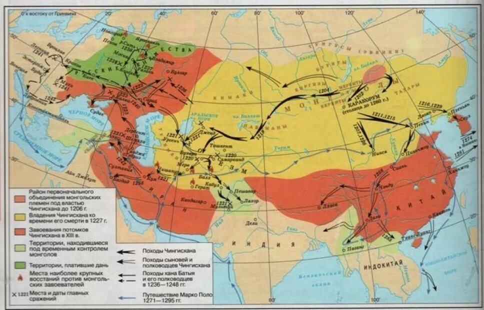 Карта монгольской империи в 13 веке. 13 Век Империя Чингисхана. Монгольская Империя 1227. Карта завоевания монголов 13 век. Перечислите государства которые были завоеваны татаро монголами