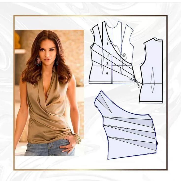 Выполнить вырез. Моделирование блузок с драпировкой. Моделирование женской блузки. Моделирование блузки с запахом. Моделирование лифа с запахом.