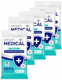 Smart medical Салфетки дезинфицирующие 20 шт, 5 упаковок - купить в интерне...