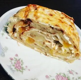Штрудель с яблоками из лаваша в духовке