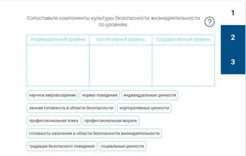 Компоненты культуры безопасности жизнедеятельности по уровням. Сопоставьте компоненты культуры безопасности и жизнедеятельности. Уровни безопасности жизнедеятельности. Составляющие культуры безопасности жизнедеятельности.