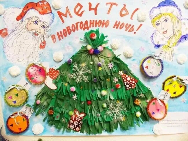 Новогодняя стенгазета в детский сад, школу, институт на Новый год 2025: идеи, ша