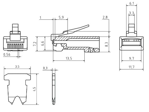Вилка tpr-8p8c распиновка. Rj45 8p8c вилка чертеж. Чертежи разъемов. Разъем кабельный rj11 4p4c male. Дуплекс lc-разъем чертеж.