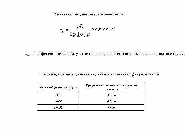 Прибавки к толщине стенки. Расчет толщины стенки трубопровода формула. расчетная толщина стенки. расчетная толщина стенки трубы формула. формула расчетной толщины стенки.