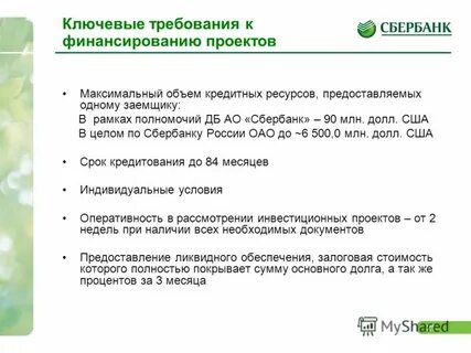 Проекты сбербанка