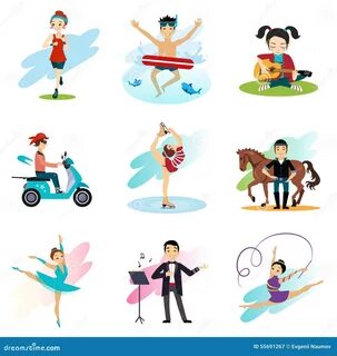 Active Lifestyle, Hobbies, Healthy Lifestyle Set Cartoon Vector.