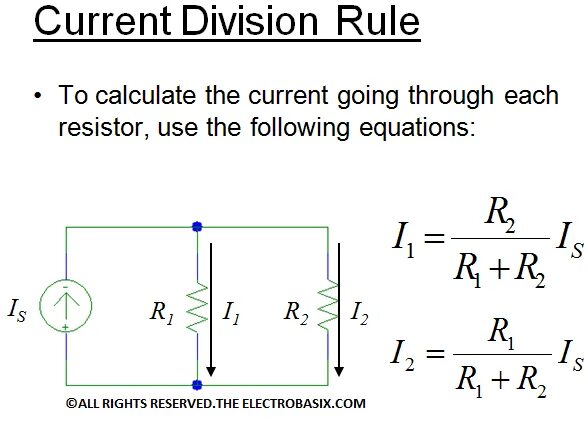 Current through. Current division. voltage division rule. current division rule. current division law.