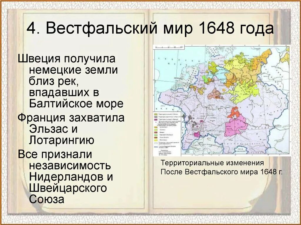 1618 год мирный договор. Вестфальский мир карта Европы. Вестфальский мир 1648 г основные положения.