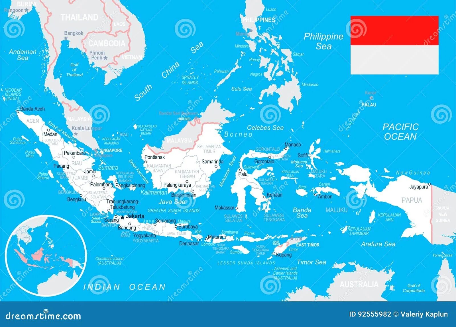Индонезия на карте.