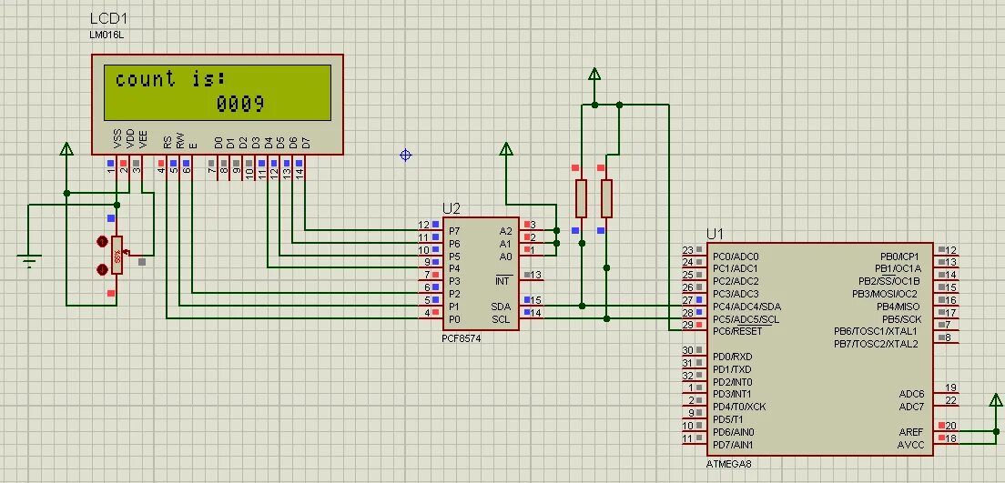 ATmega8 + PCF8574: 8-битный расширитель портов на I2C интерфейсе