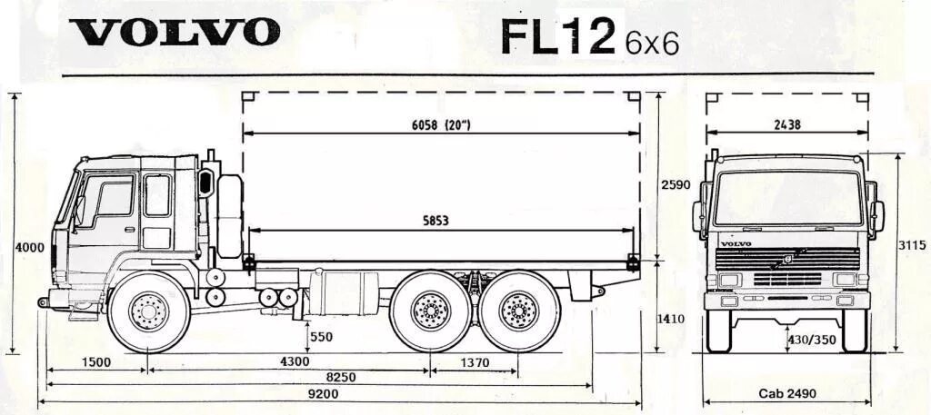 Габариты volvo fh. Габарит Вольво fh12. Ширина кабины Вольво fh12. Volvo fh12 чертеж. Габариты Volvo fh12 тягач.