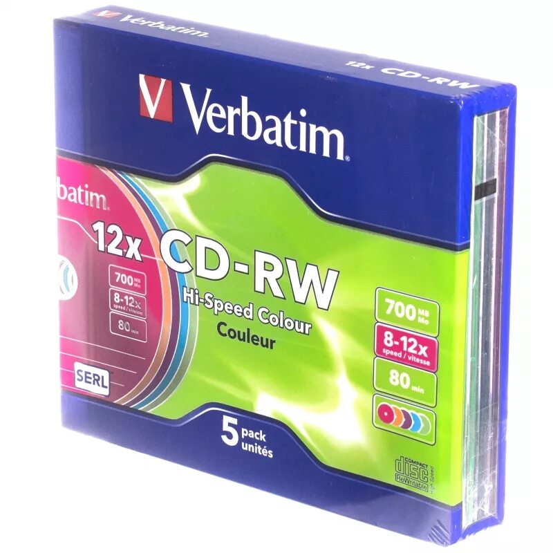 Диск CD-RW Verbatim 700 MB 12x Slim Case (5) Color (5/100). Диск CD-RW Verbatim 700mb 12x. Verbatim CD-RW 80min 700mb 12x. Диск CD-RW Verbatim 700mb 12x Jewel Case (10шт) (43148).