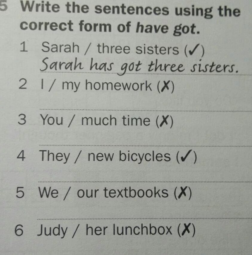 Correct the sentences. Write the correct form of have got. Circle the correct form have/has. Write the short form 3 класс ответы английский. Write negative sentences use short forms