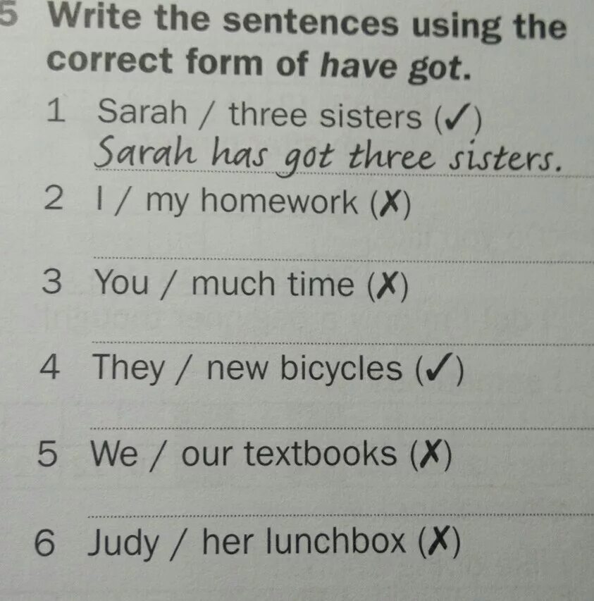 Write the sentences in short forms. Correct the sentences. Write the correct form of have got. Circle the correct form have/has. Write the short form 3 класс ответы английский.