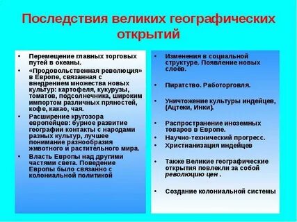 Каковы последствия великих географических открытий началась реконкиста