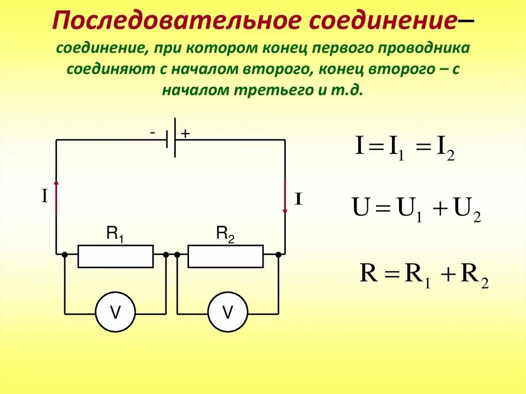 Что дает последовательное соединение. 2. Последовательное и параллельное соединение проводников. Цепь с последовательным и параллельным соединением проводников. Схема последовательного соединения проводников. Схема последовательного соединения n-проводников.