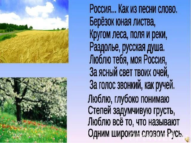 Люблю тебя моя Россия за Ясный свет. Россия как из песни слово березок юная. Люблю тебя моя Россия. Россия как из песни слово.