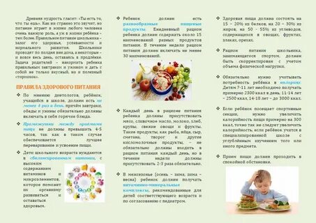 Буклет питание ребенка
