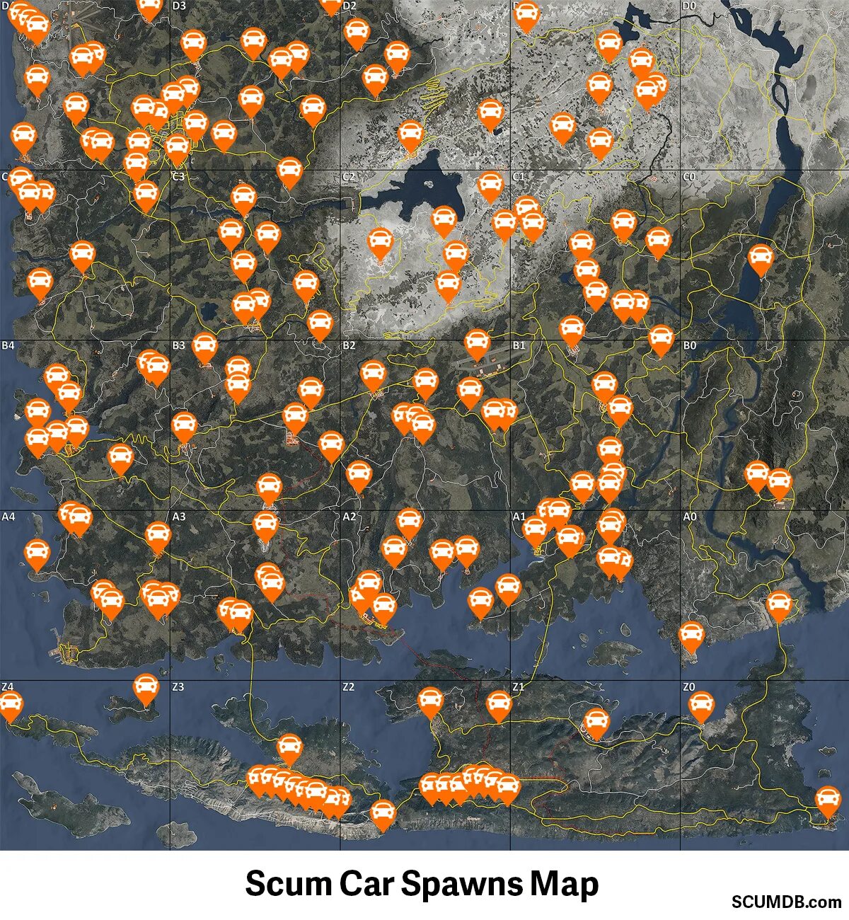 Scum map. Места спавна машин в scum. scum карта. карта scum 2025. военные базы скам.