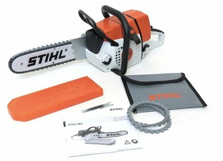 Инструмент штиль цена. Бензопила-игрушка Stihl 04649340000. Пила игрушечная Stihl (04649340000). Игрушечная бензопила Stihl на батарейках (04649340000). Бензопила штиль одноручка.