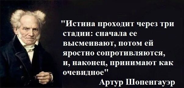 Пройти сперва. Высказывания Шопенгауэра. Истина проходит через три стадии. Шопенгауэр цитаты и афоризмы.