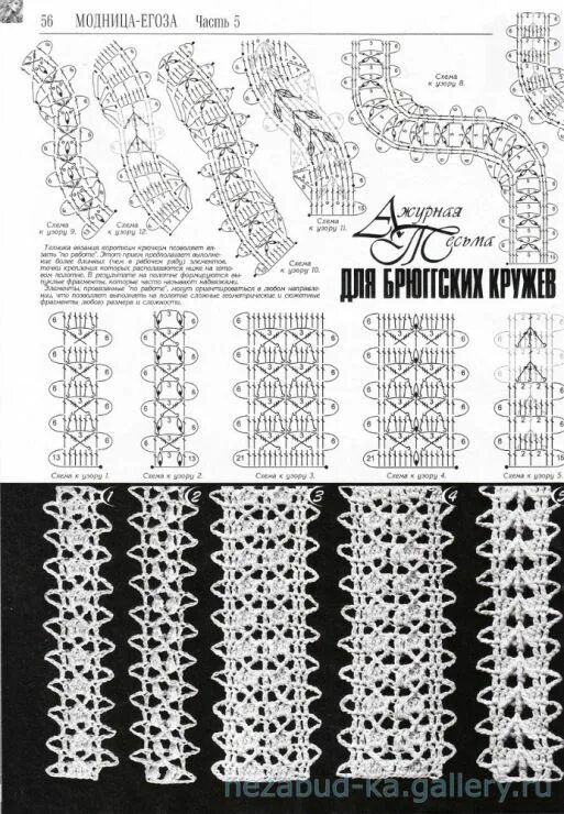 Вяжем кружева крючком схемы и описание фото / Фото #100 Ленточное кружево git-ta Свободное вязание крючком, Н