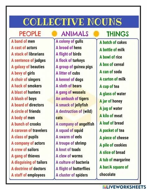 Collective Nouns в английском. Class Collective Nouns. Задания на Collective Nouns.