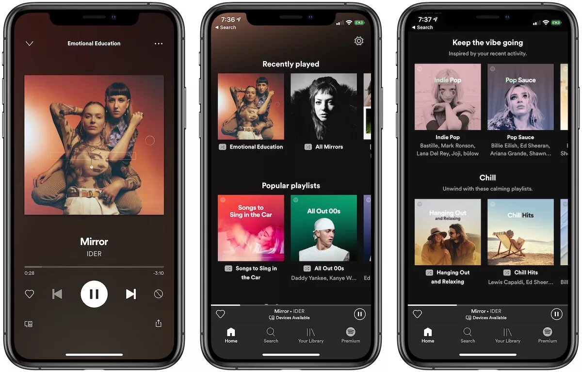 Музыка apple телефон. Spotify мобильный Интерфейс. Spotify Интерфейс iphone. Spotify приложение на телефон. Спотифай на айфон.