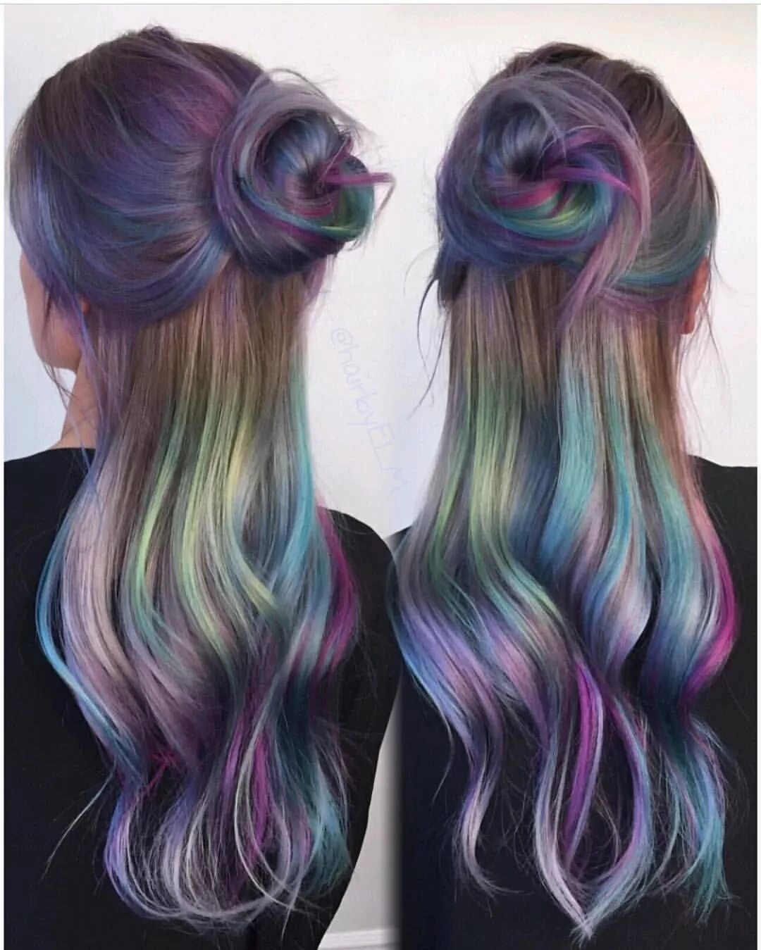 Рядом с цветным. Разноцветные волосы. Окрашивание разноцветными прядями. Цветные пряди на волосах. Разноцветное окрашивание на длинные волосы.