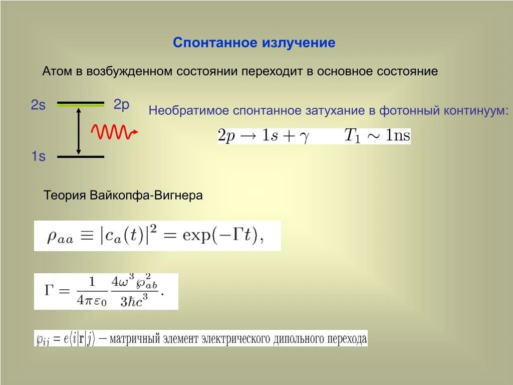 Излучение атома это. Спонтанное излучение. Спонтанное излучение атомов. Атомы в возбужденном состоянии. Излучение атома в возбужденном состоянии.